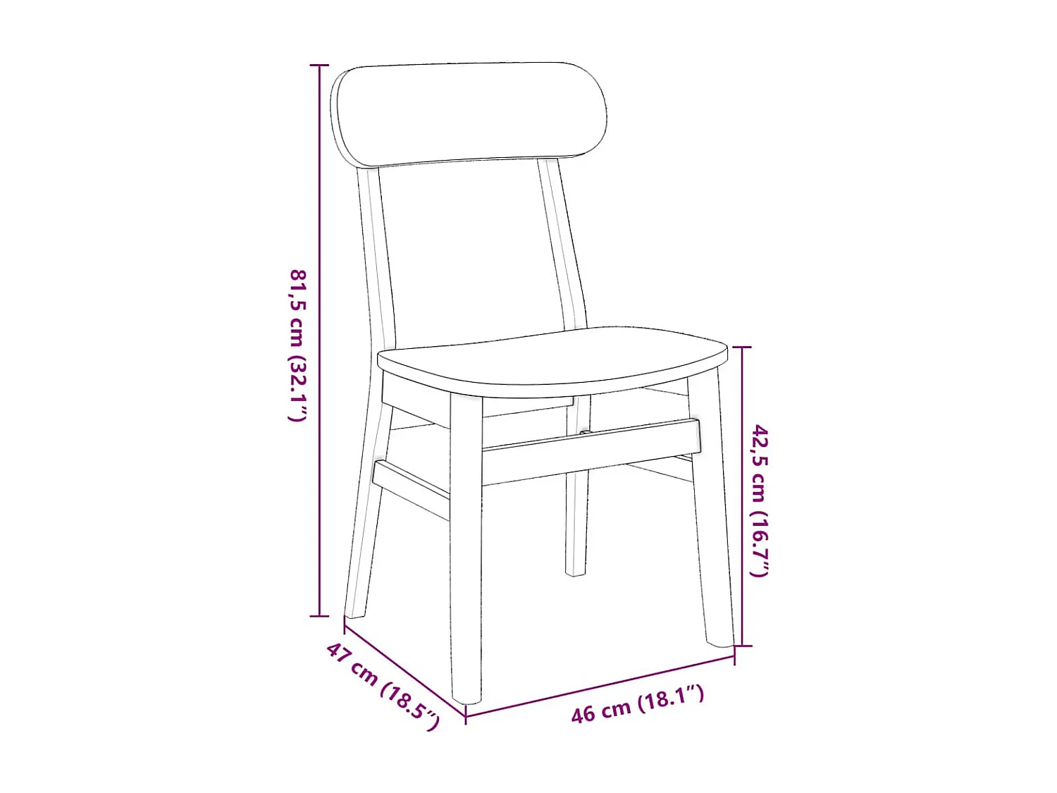 Chaises à manger 2 pièces blanc bois massif caoutchouc