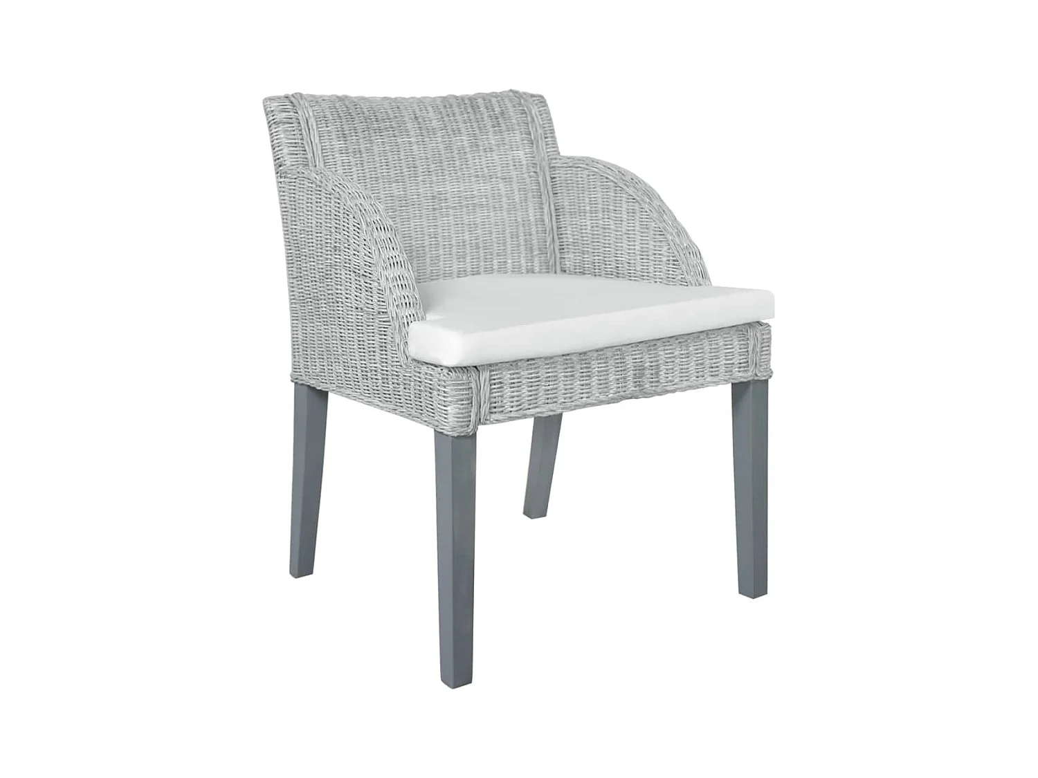 Chaise à manger avec coussin Gris Rotin naturel
