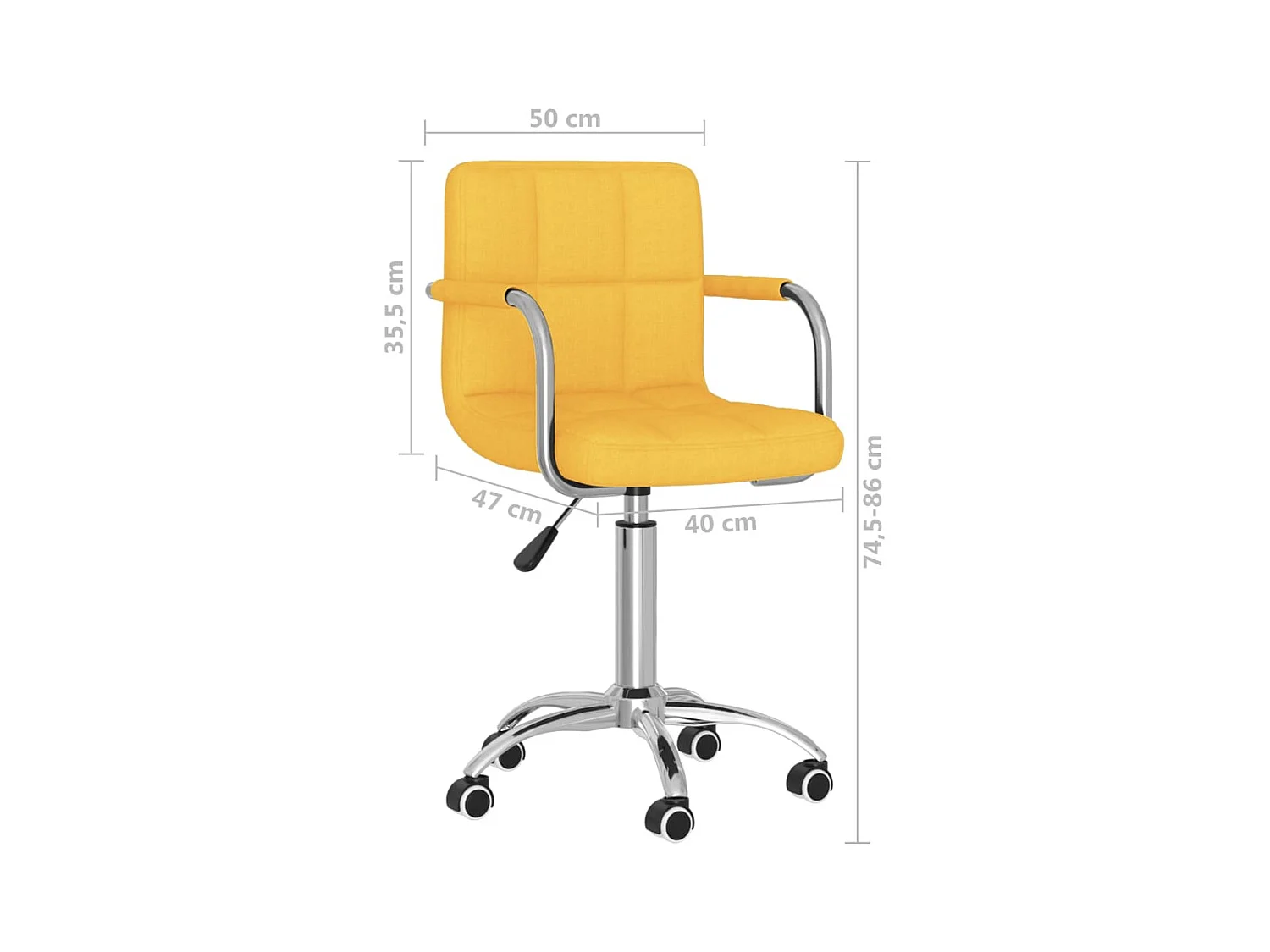 Chaise pivotante de salle à manger Jaune moutarde Tissu