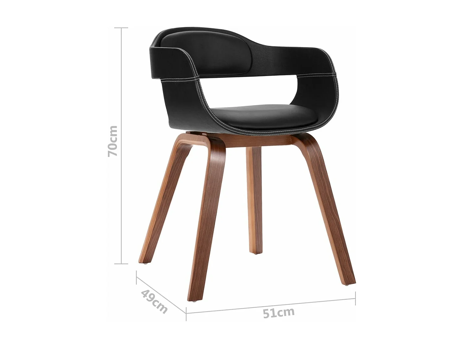 Chaise de salle à manger Bois courbé et similicuir