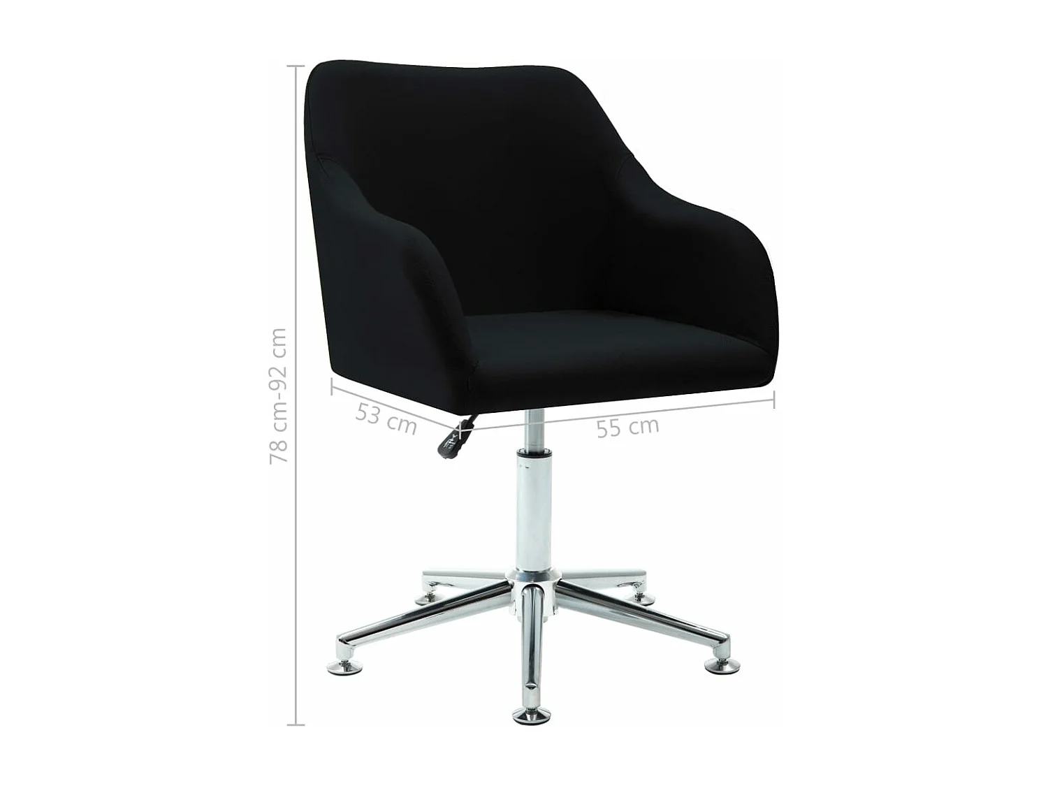 Chaise pivotante de salle à manger Noir Tissu