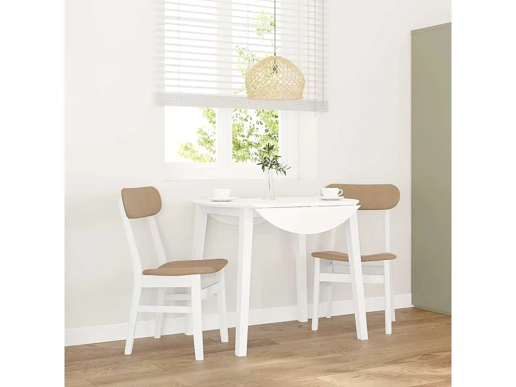 Chaises à manger coussins 2 pièces blanc bois massif caoutchouc