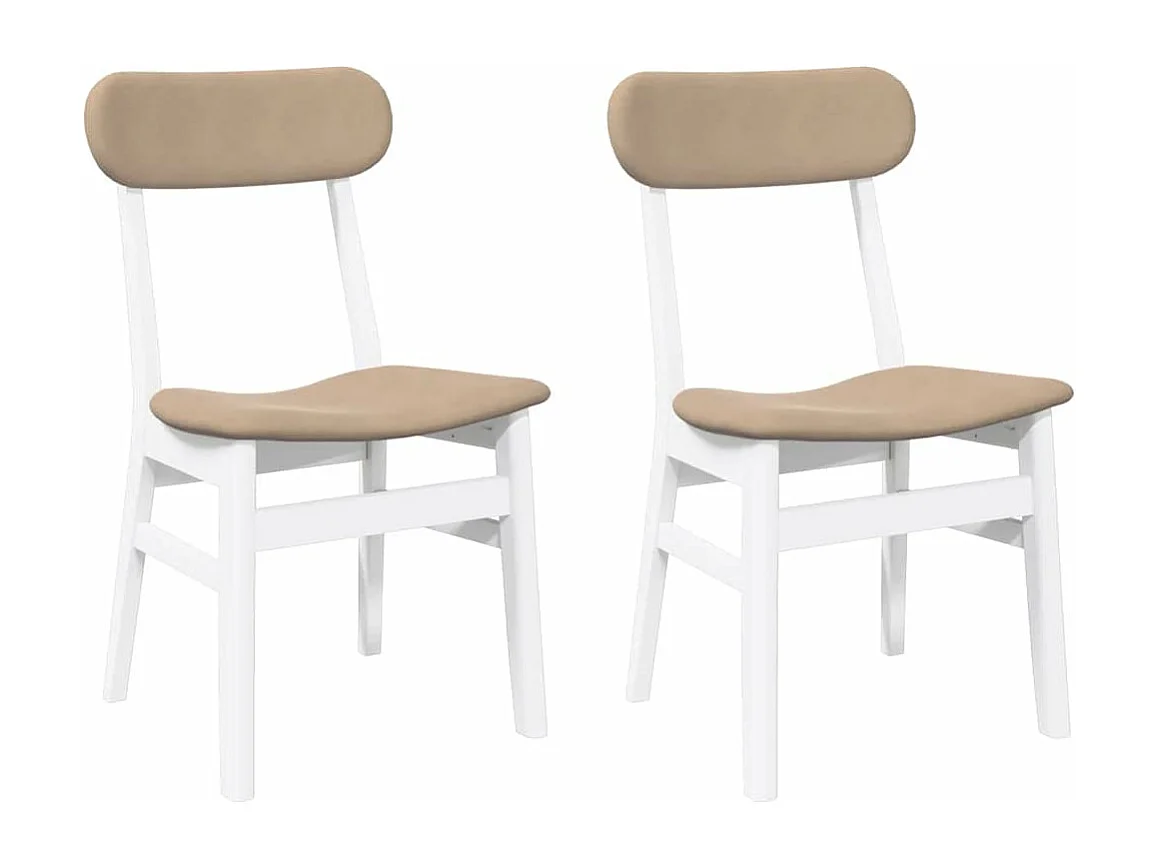 Chaises à manger coussins 2 pièces blanc bois massif caoutchouc