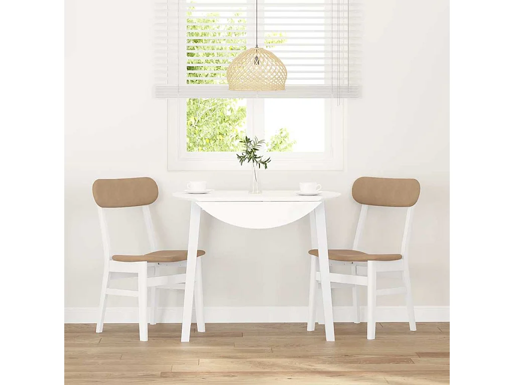 Chaises à manger coussins 2 pièces blanc bois massif caoutchouc