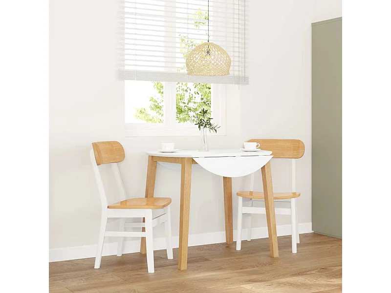 Sillas de comedor 2 unidades madera maciza de caucho blanco