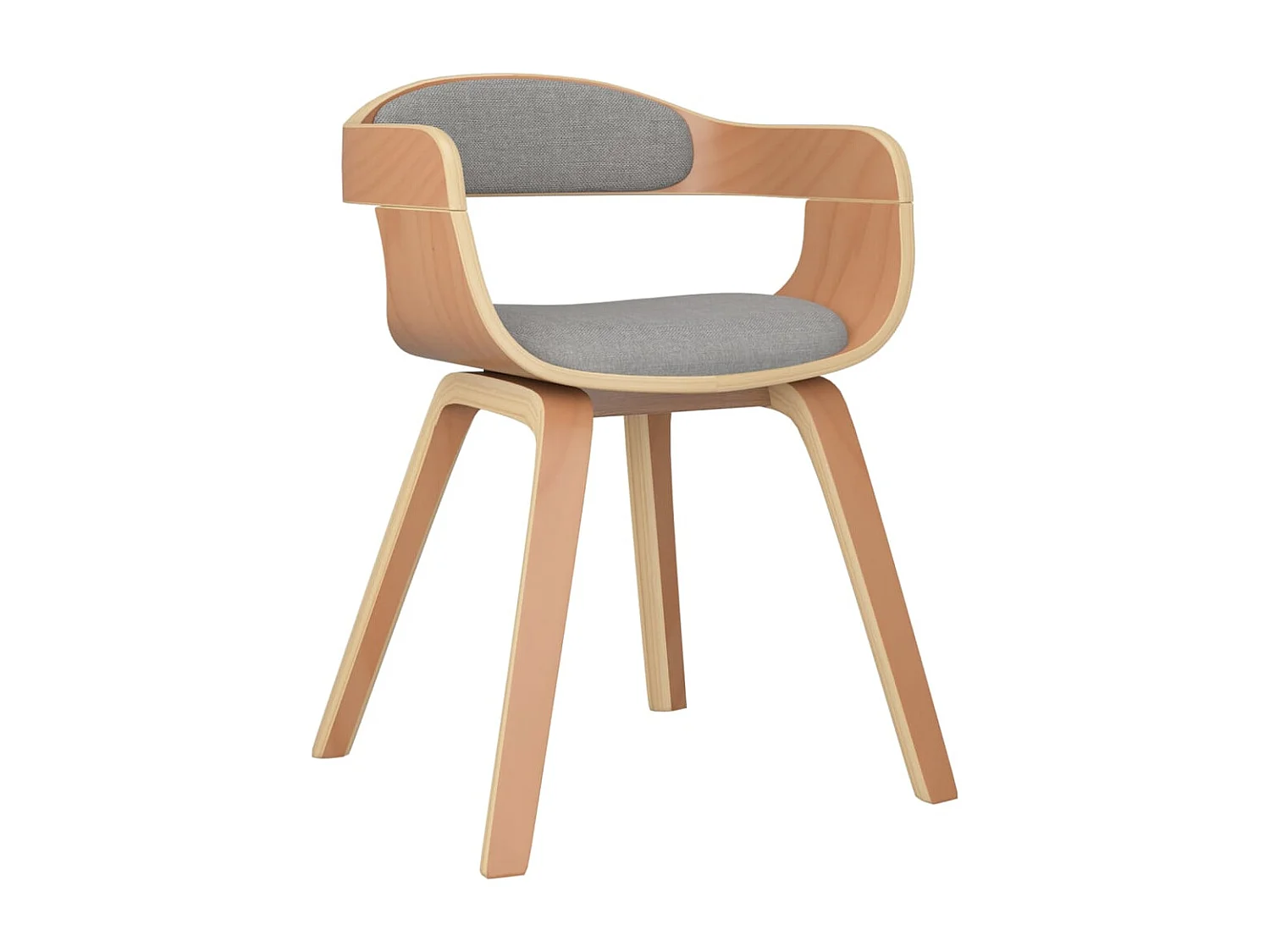 Eetkamerstoel gebogen hout en stof taupe