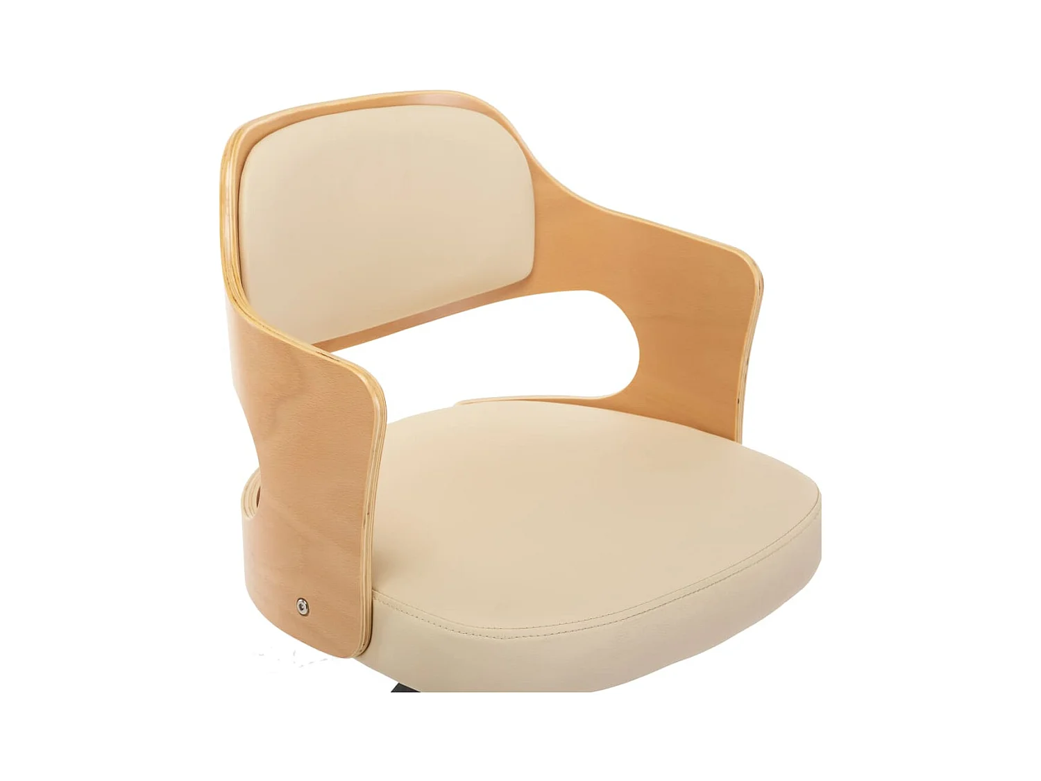 Chaise pivotante à dîner Crème Bois courbé et similicuir