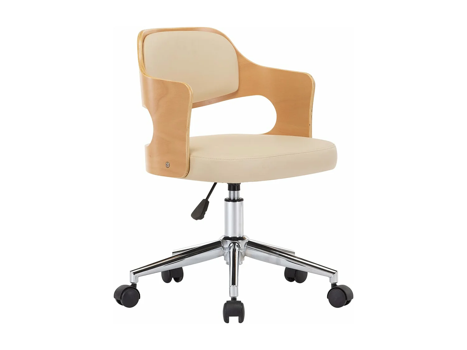 Chaise pivotante à dîner Crème Bois courbé et similicuir