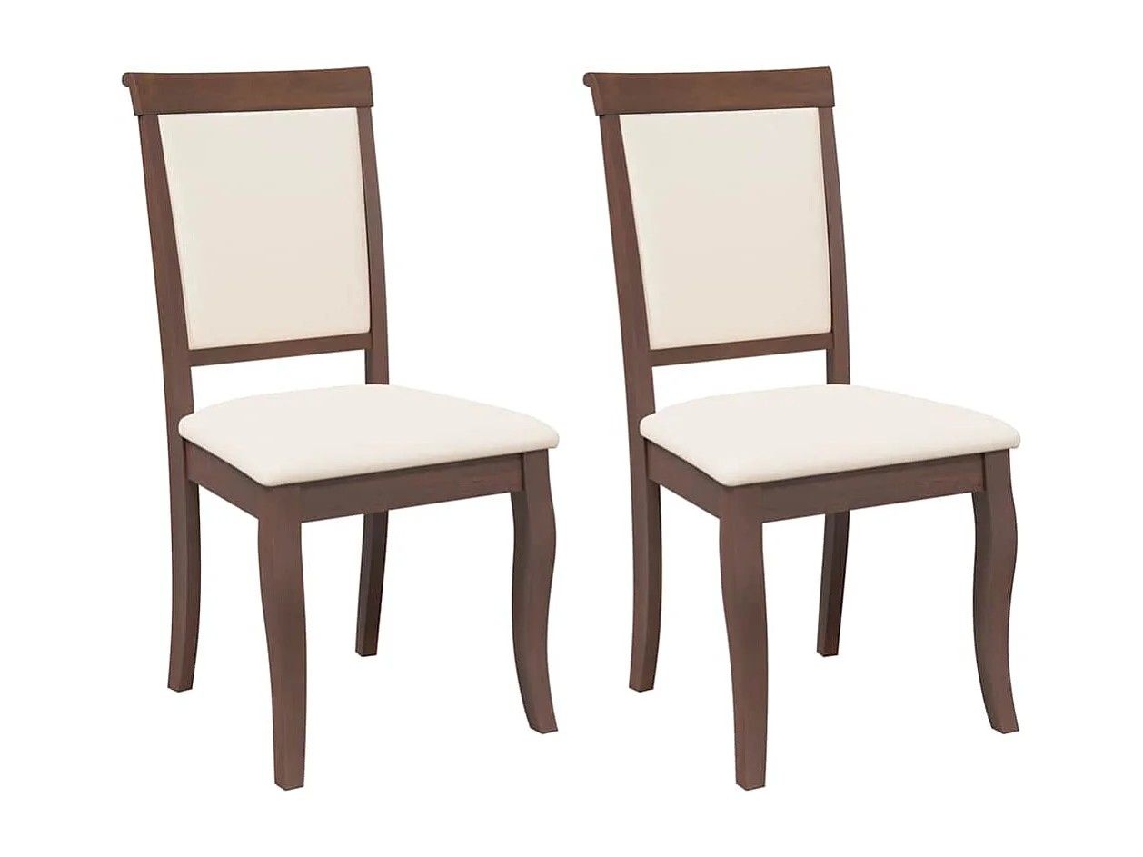 Chaises à manger coussins 2 pièces marron bois massif caoutchouc