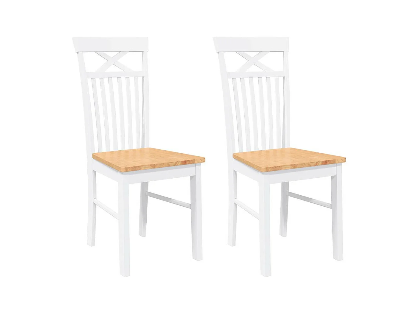 Chaises à manger 2 pièces blanc bois massif caoutchouc
