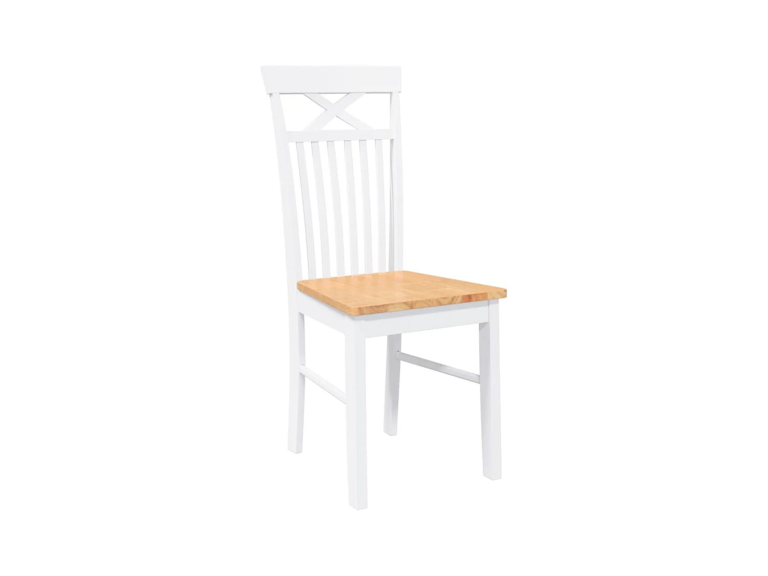 Chaises à manger 2 pièces blanc bois massif caoutchouc