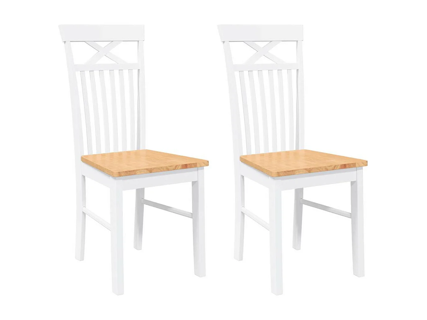 Chaises à manger 2 pièces blanc bois massif caoutchouc