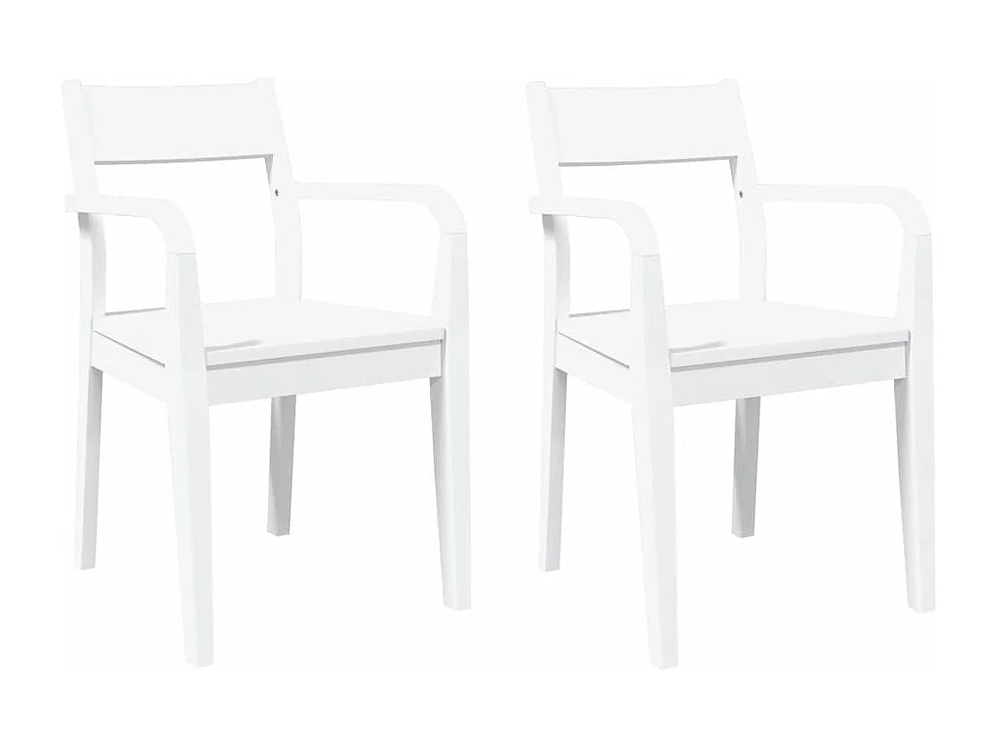 Chaises à manger 2 pièces blanc bois massif caoutchouc