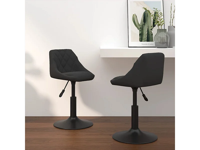 Chaises pivotantes de salle à manger 2 pièces Noir Velours