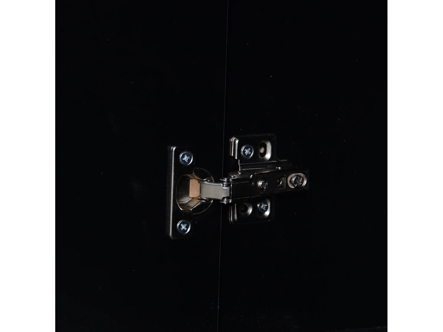 Buffet 120x38x79,5cm - avec 3 portes - avec pieds en métal + portes vitrées - noir