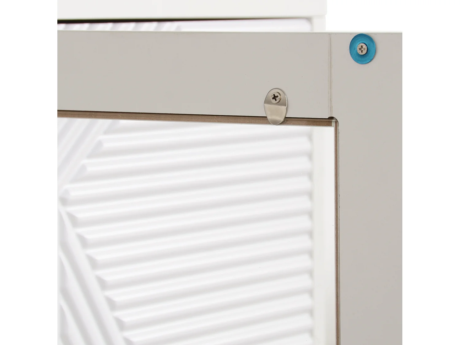 Credenza 120x38x79,5cm - con 3 ante - con gambe in metallo + ante in vetro - bianco