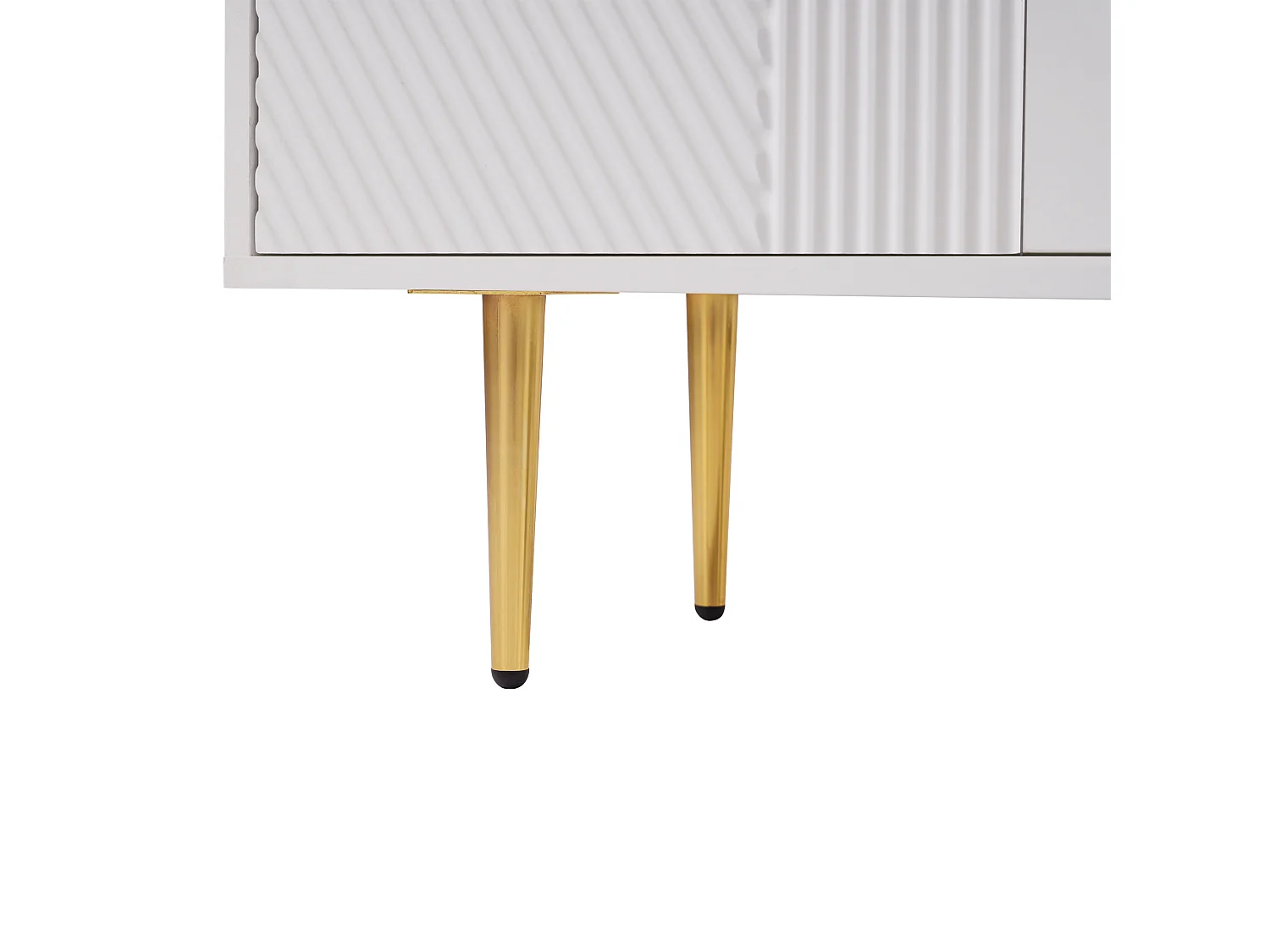 Buffet 120x38x79,5cm - avec 3 tiroirs - avec 2 portes - avec pieds en métal + portes vitrées - blanc