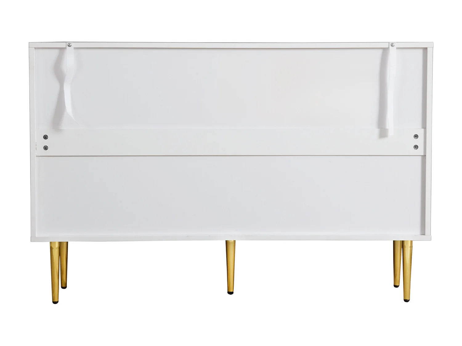 Buffet 120x38x79,5cm - avec 3 tiroirs - avec 2 portes - avec pieds en métal + portes vitrées - blanc