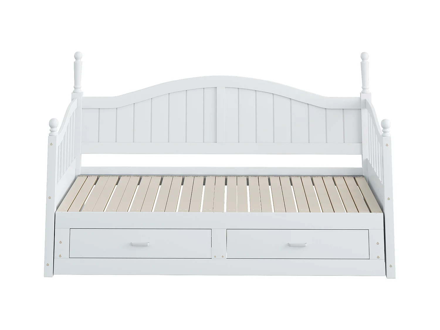 Canapé-lit pliant en bois massif 90/180x200 cm avec tiroirs et colonnes romaines - Blanc