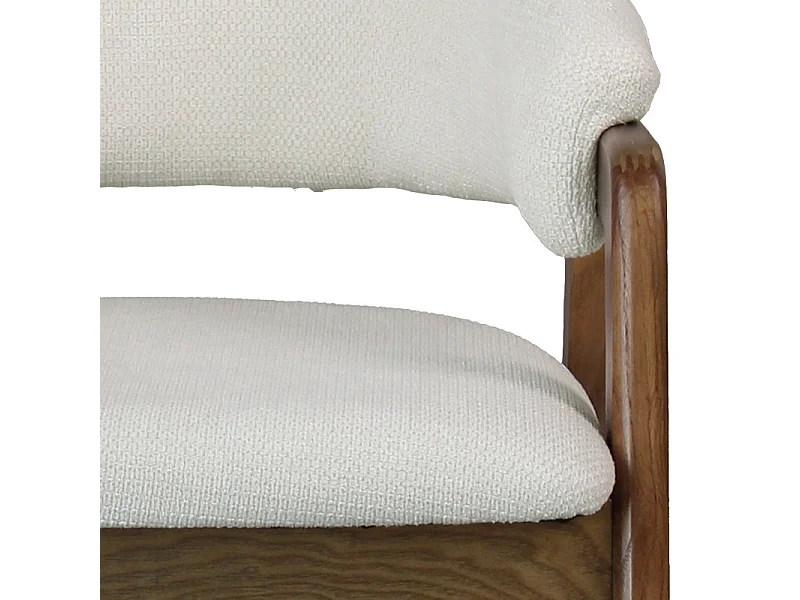 WOOL-Sedia in tessuto ecrù e frassino tinto noce (x2)