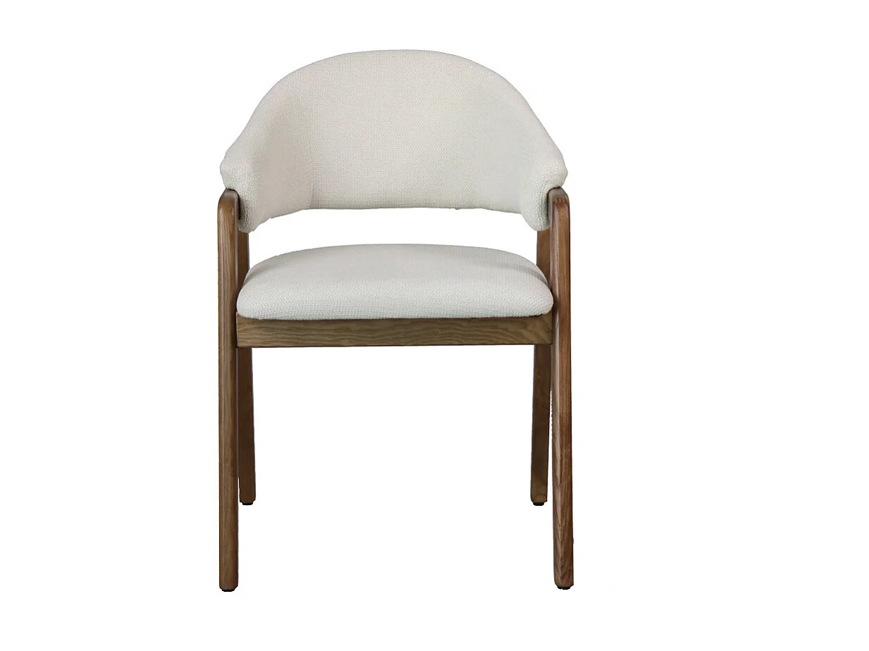 WOOL-Sedia in tessuto ecrù e frassino tinto noce (x2)