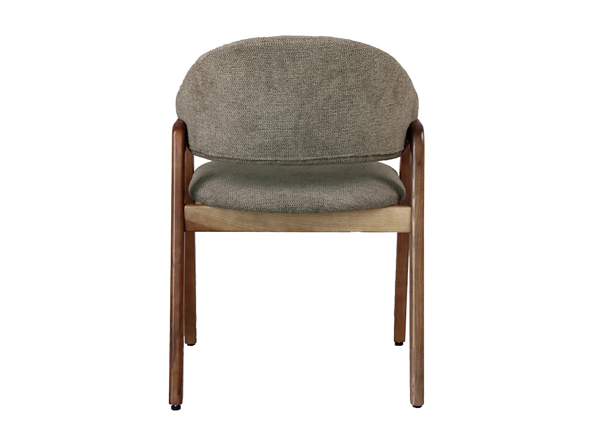 WOOL-Chaise en Frêne patiné noyer et Tissu Trendy Taupe (x2)