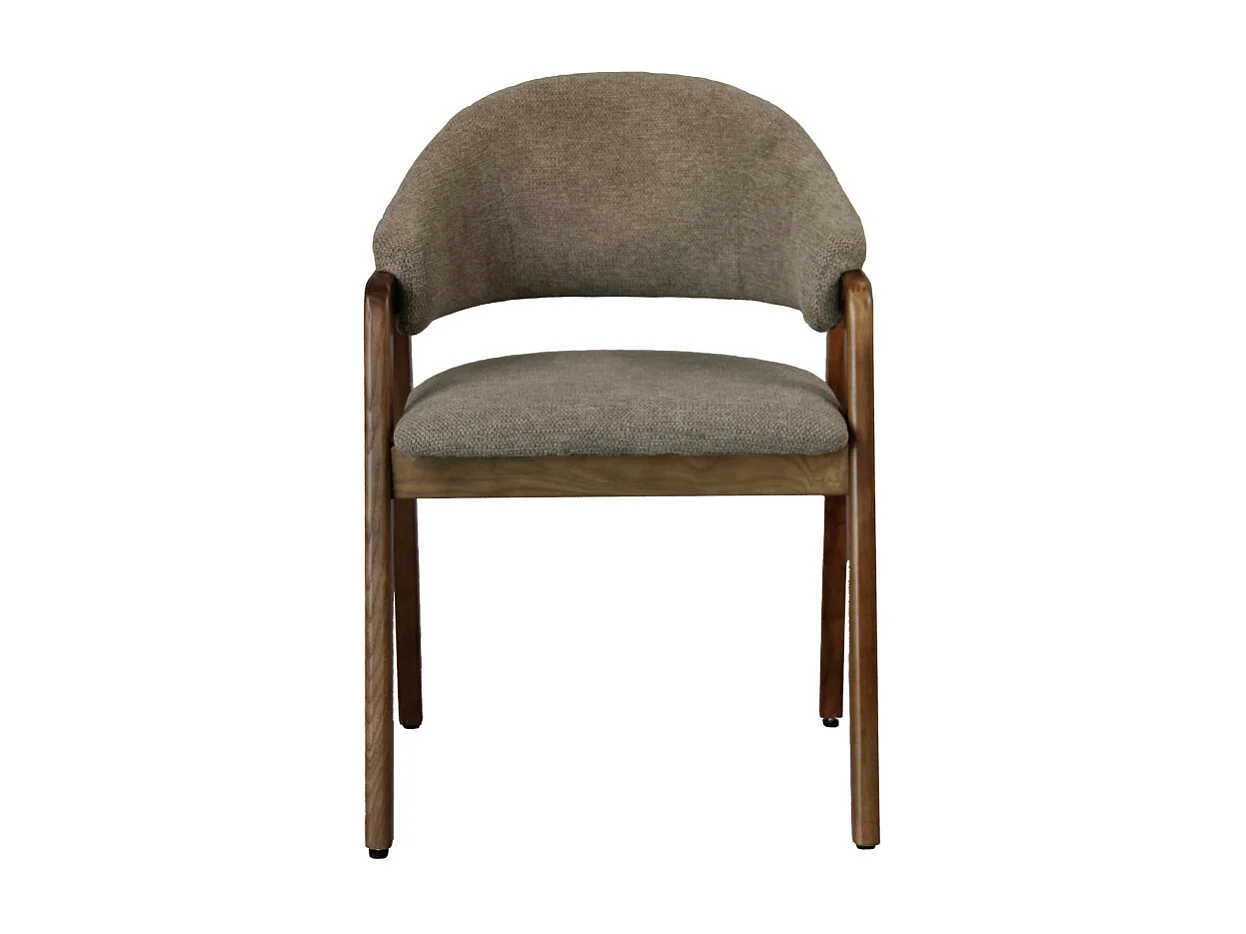 WOOL-Chaise en Frêne patiné noyer et Tissu Trendy Taupe (x2)