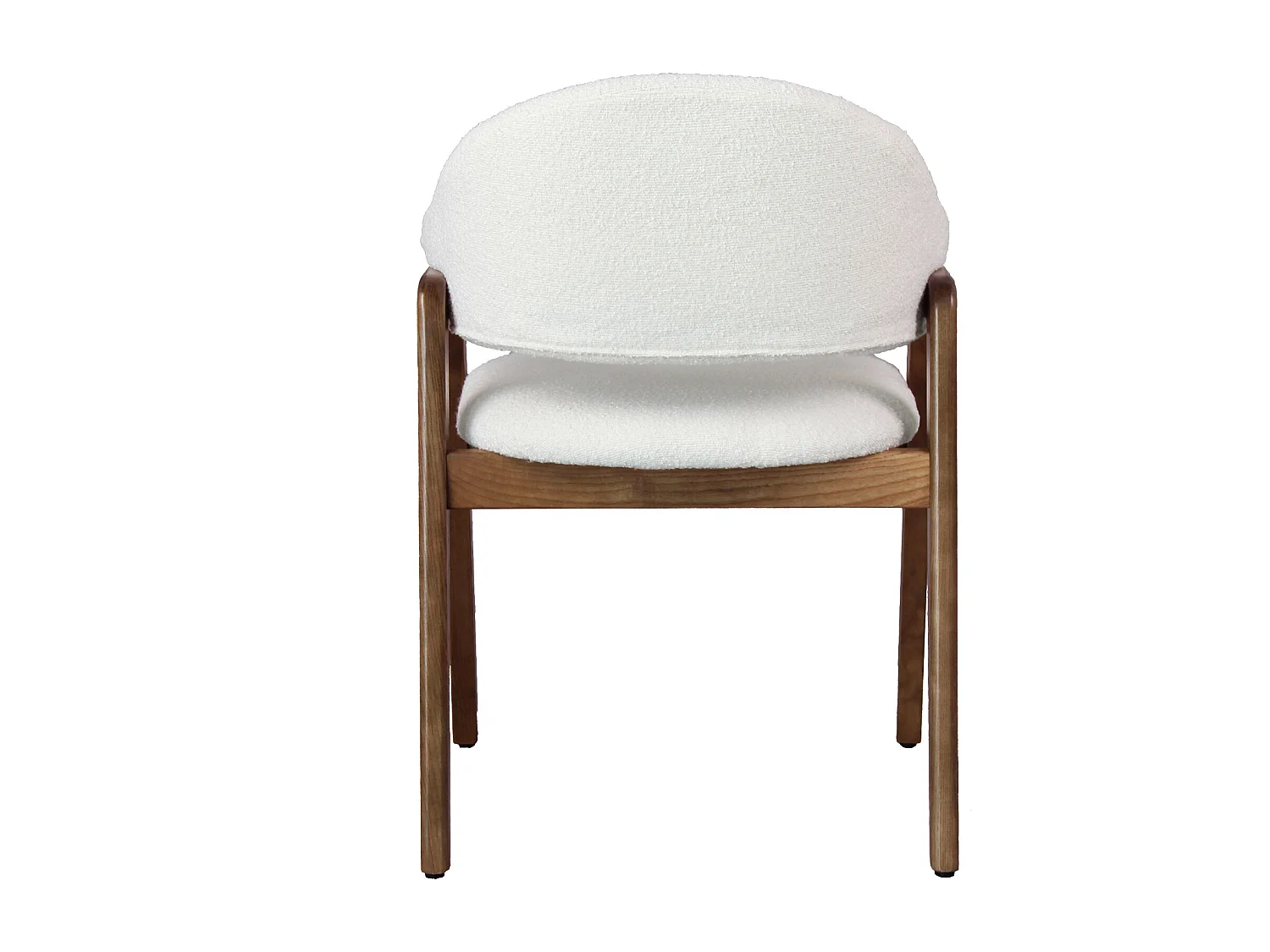 WOOL-Chaise en Frêne patiné noyer et Tissu Curly Ecru (x2)