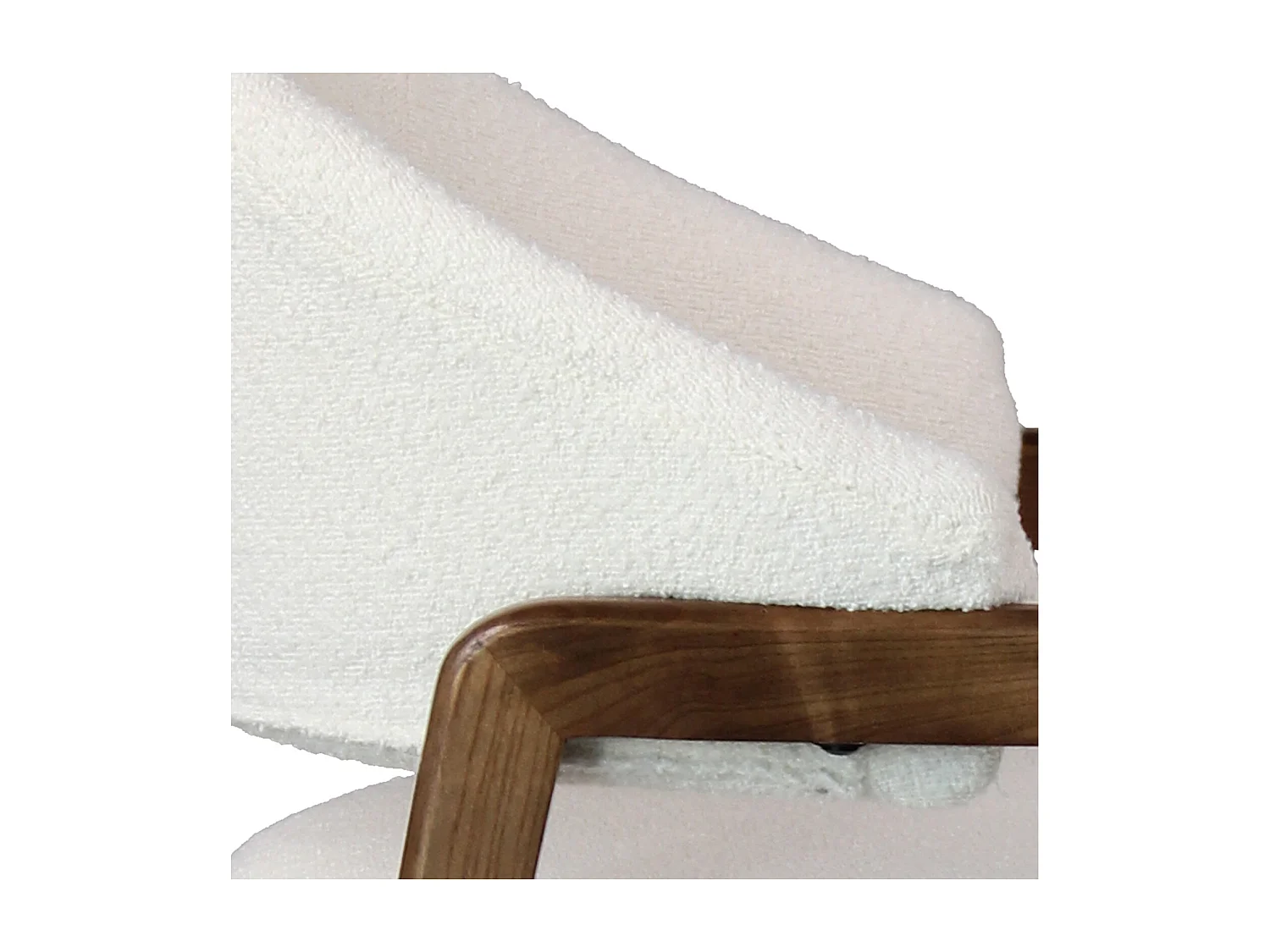 WOOL-Chaise en Frêne patiné noyer et Tissu Curly Ecru (x2)