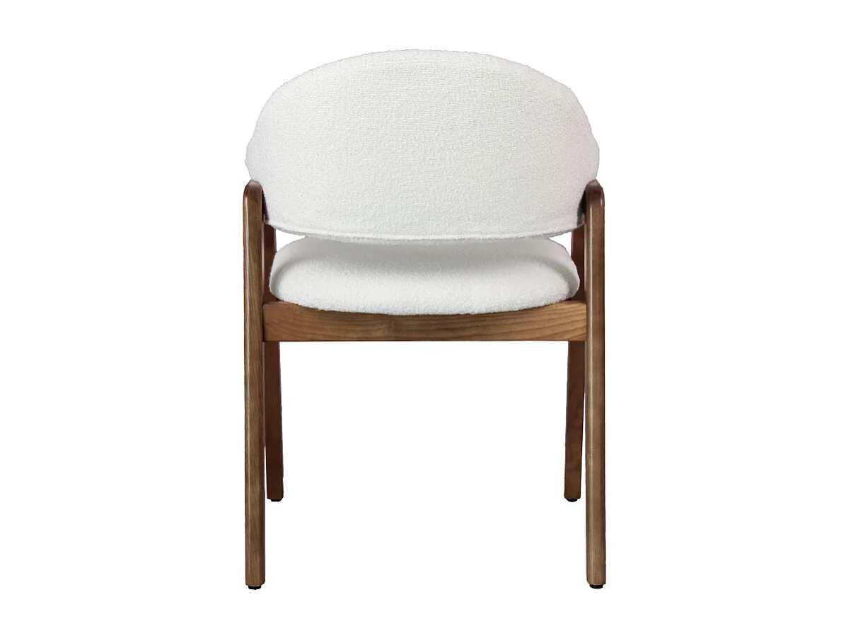 WOOL-Chaise en Frêne patiné noyer et Tissu Curly Ecru (x2)