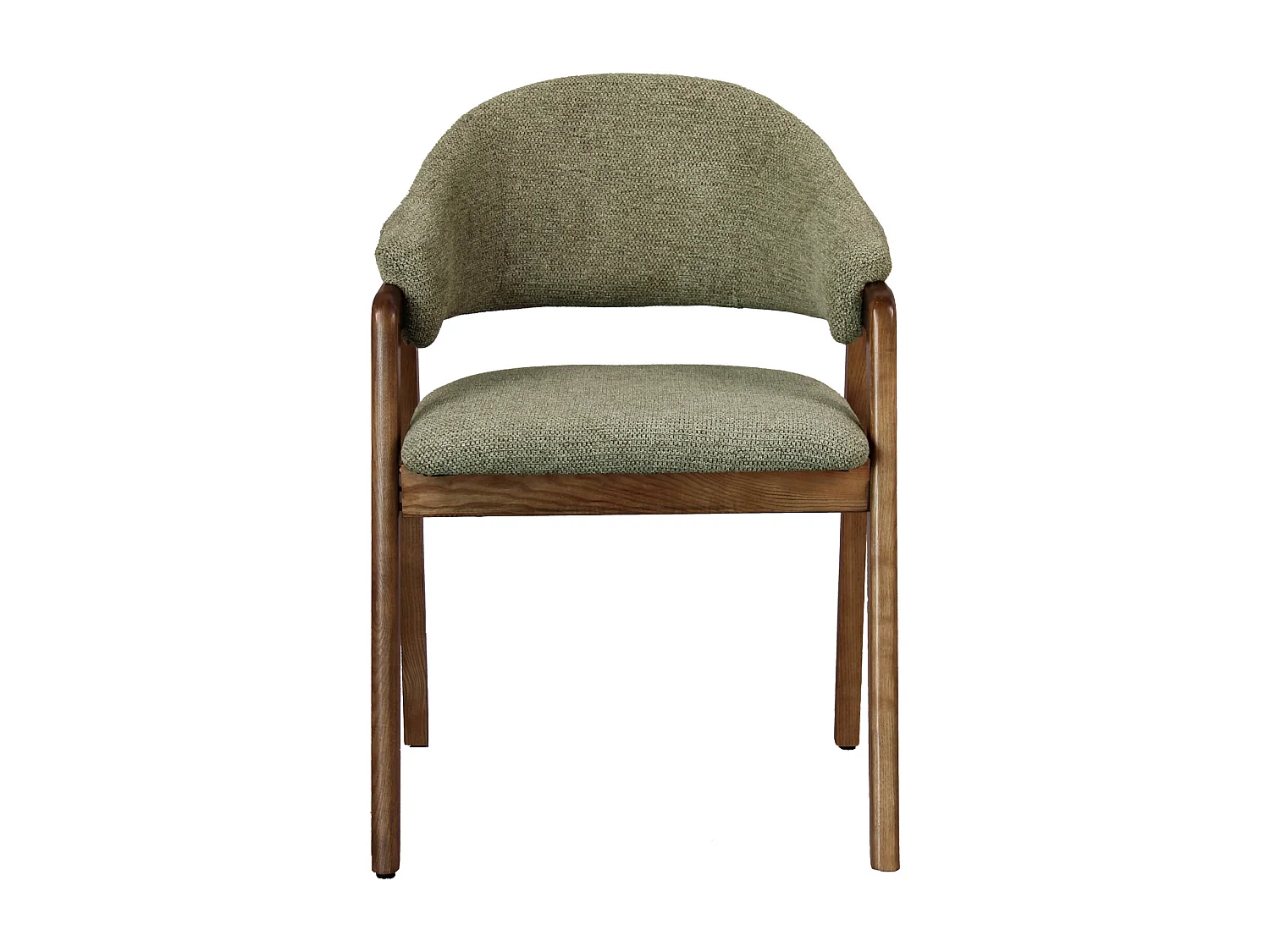 WOOL-Sedia in tessuto verde e frassino tinto noce (x2)