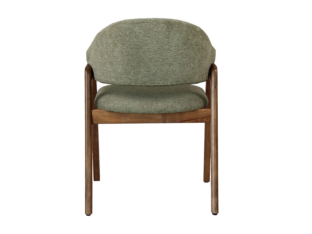 WOOL-Sedia in tessuto verde e frassino tinto noce (x2)