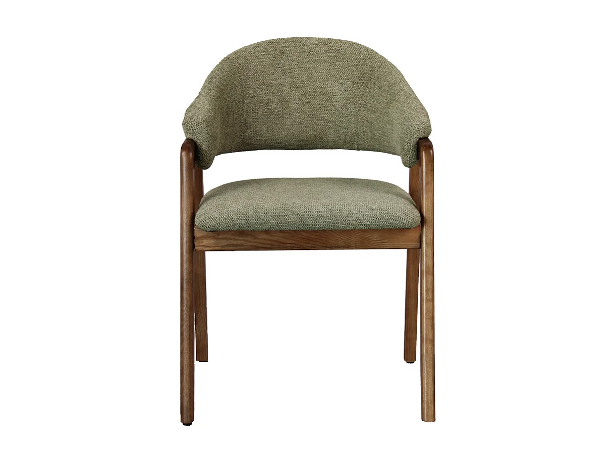 WOOL-Sedia in tessuto verde e frassino tinto noce (x2)