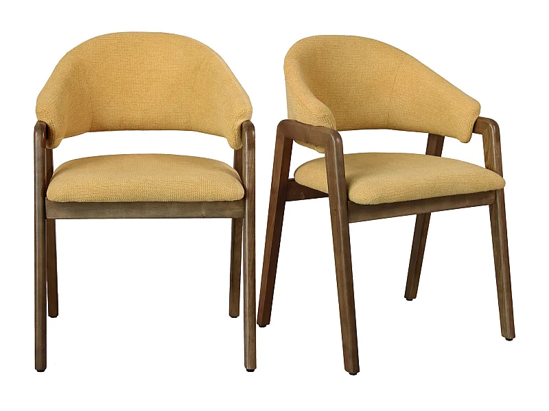 WOOL-Silla de fresno teñido de amarillo y nogal (x2)