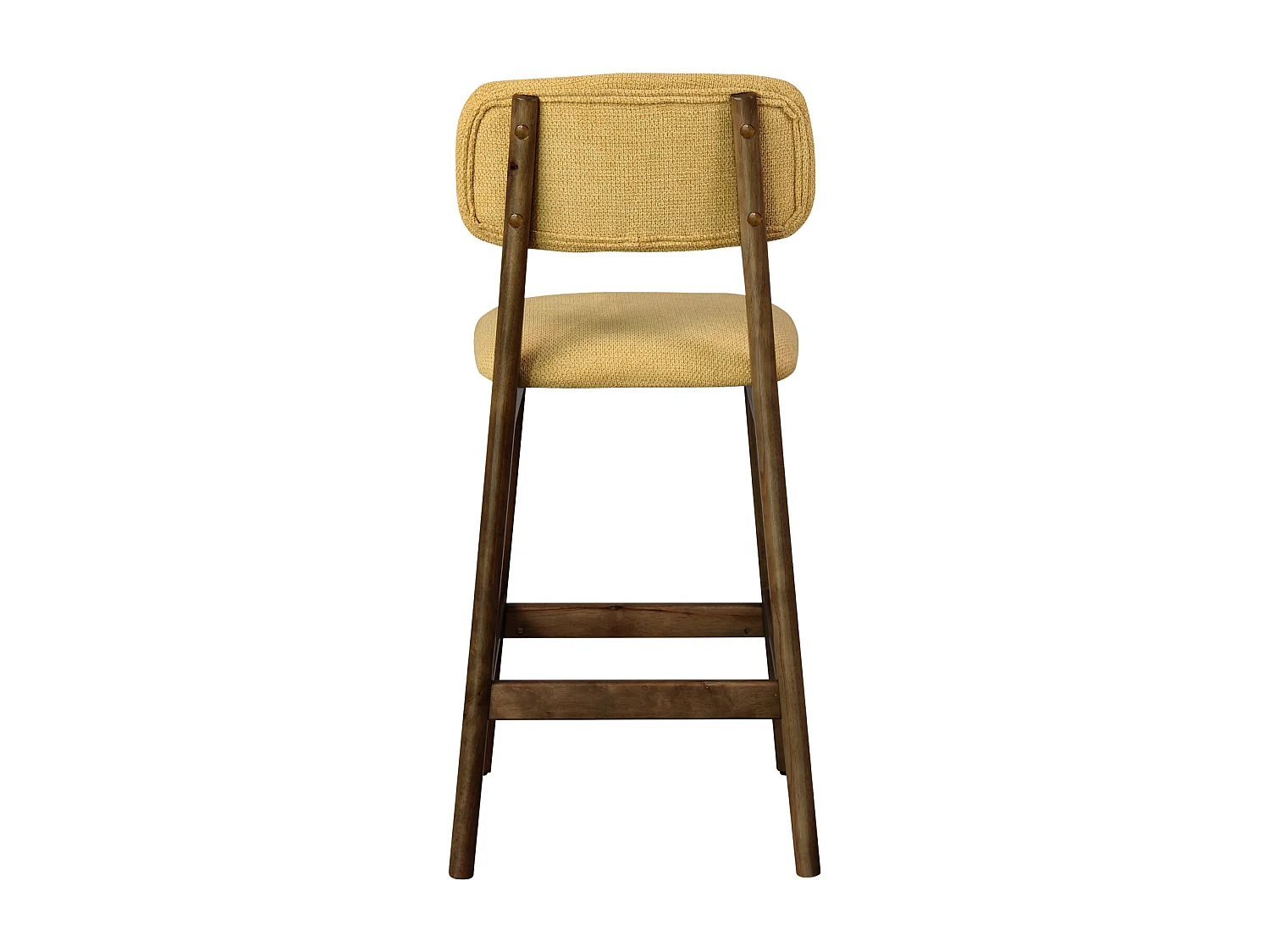 CLIFF-Taburete de bar, tela azafrán y madera nogal (x2)