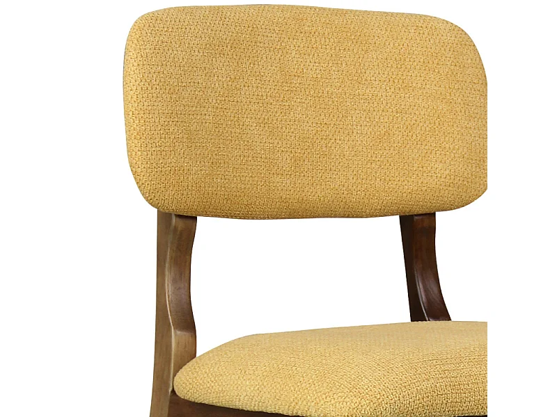 CLIFF-Tabouret de bar en bois patiné noyer et Tissu Trendy Safran (x2)