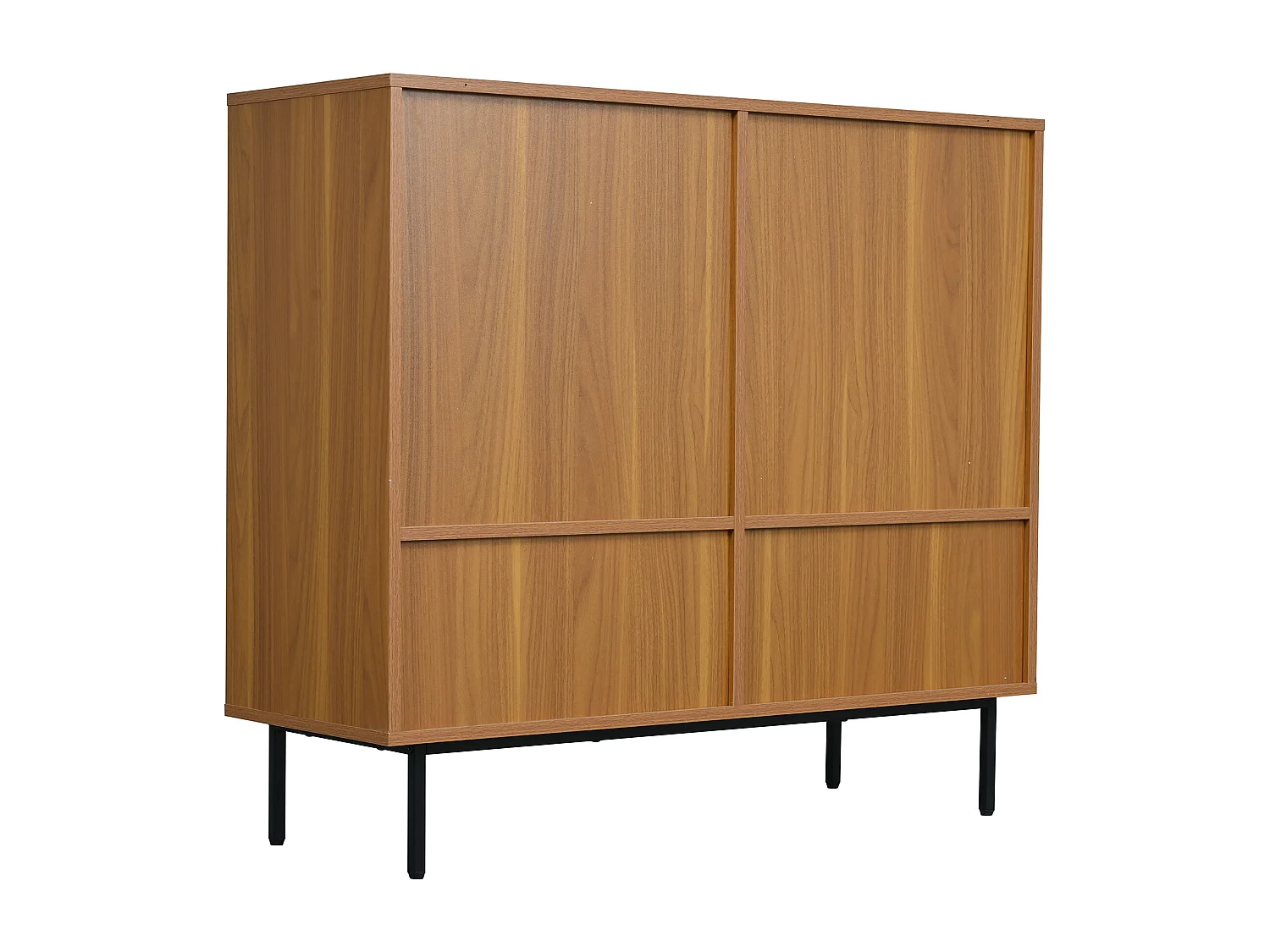 URBAN MEUBLE Buffet effet bois 2 portes coulissantes en rotin L100/H90/P37cm