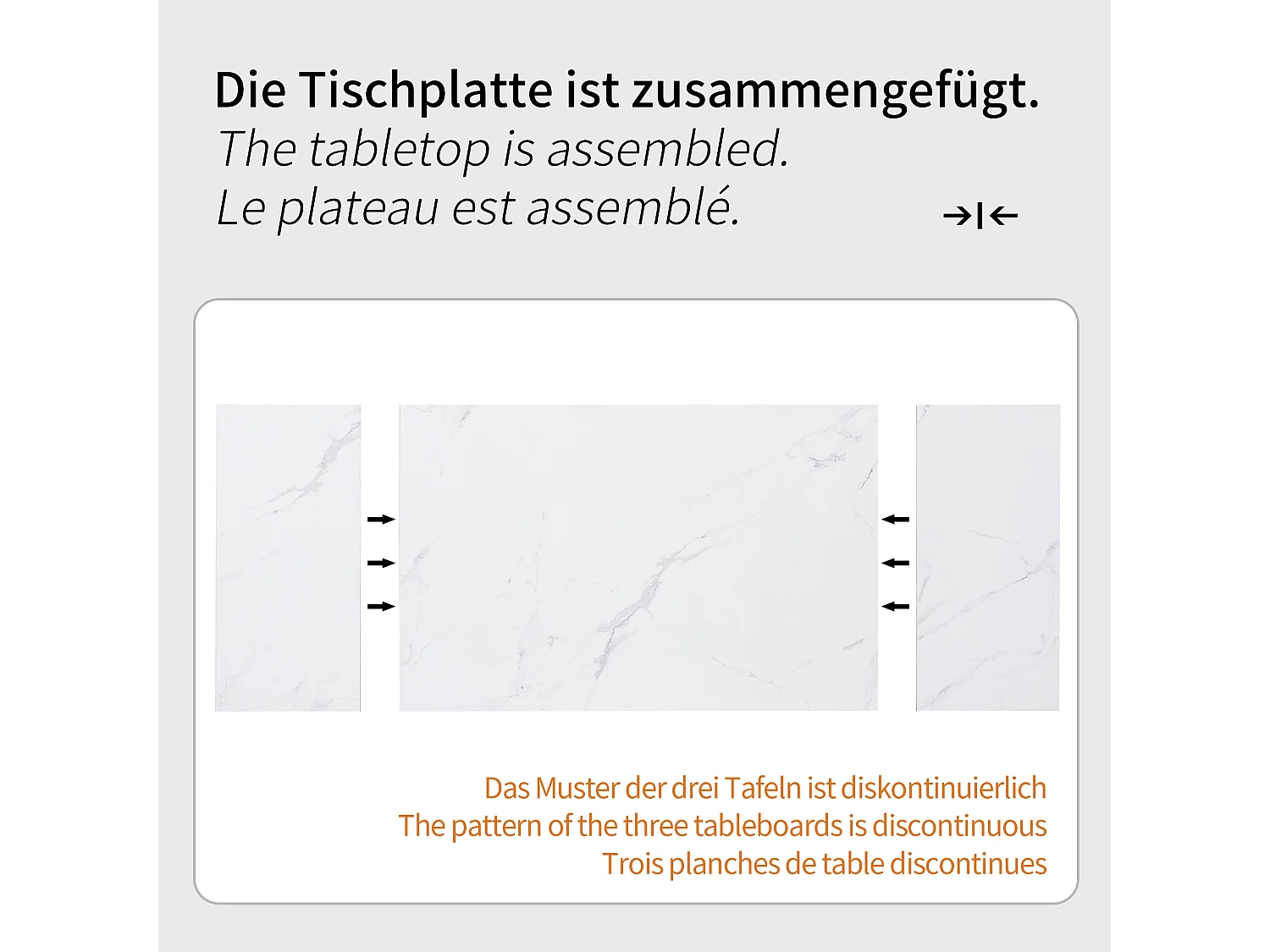 URBAN MEUBLE Table de salle à manger extensible système coulissant effet marbre blanc avec pieds en colonne 99-159cm