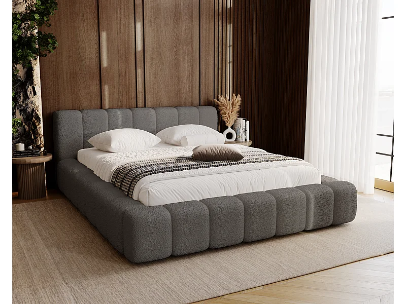 Emporius Bolonia gestoffeerd bed 180 x 200 - bed bouclé 180x200 cm, bed met opbergruimte en bedlade - Donkergrijs (Anthology 18)