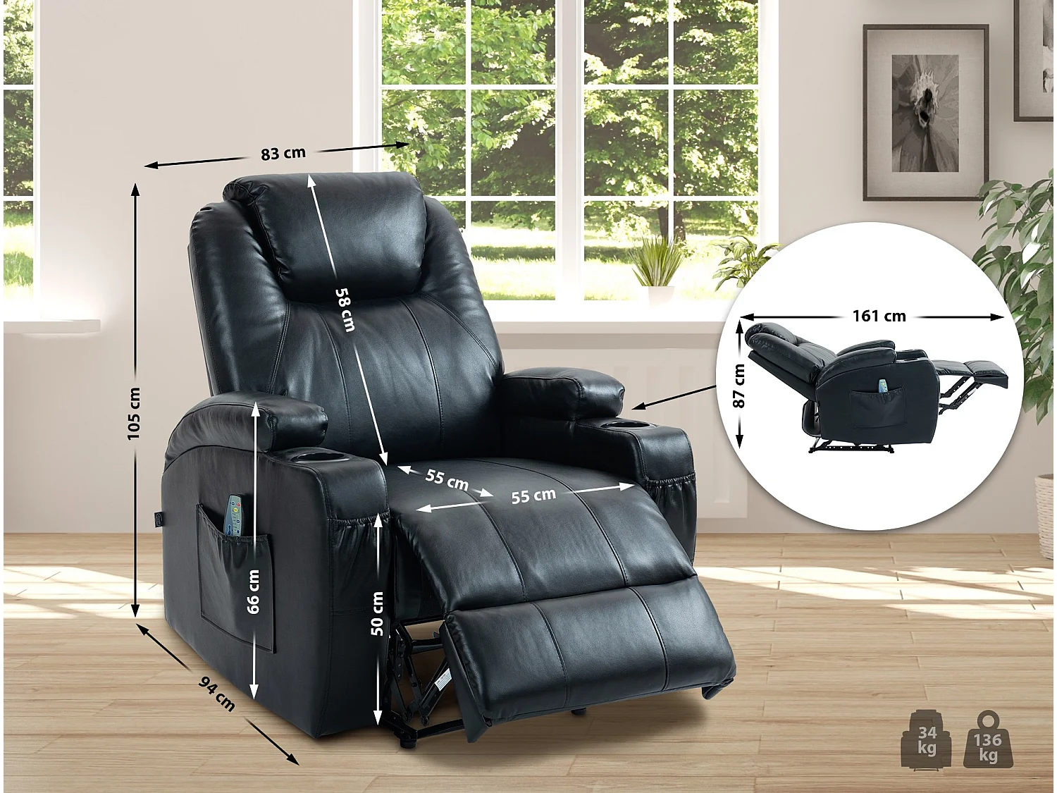 Fauteuil - Similicuir - Noir - Galena