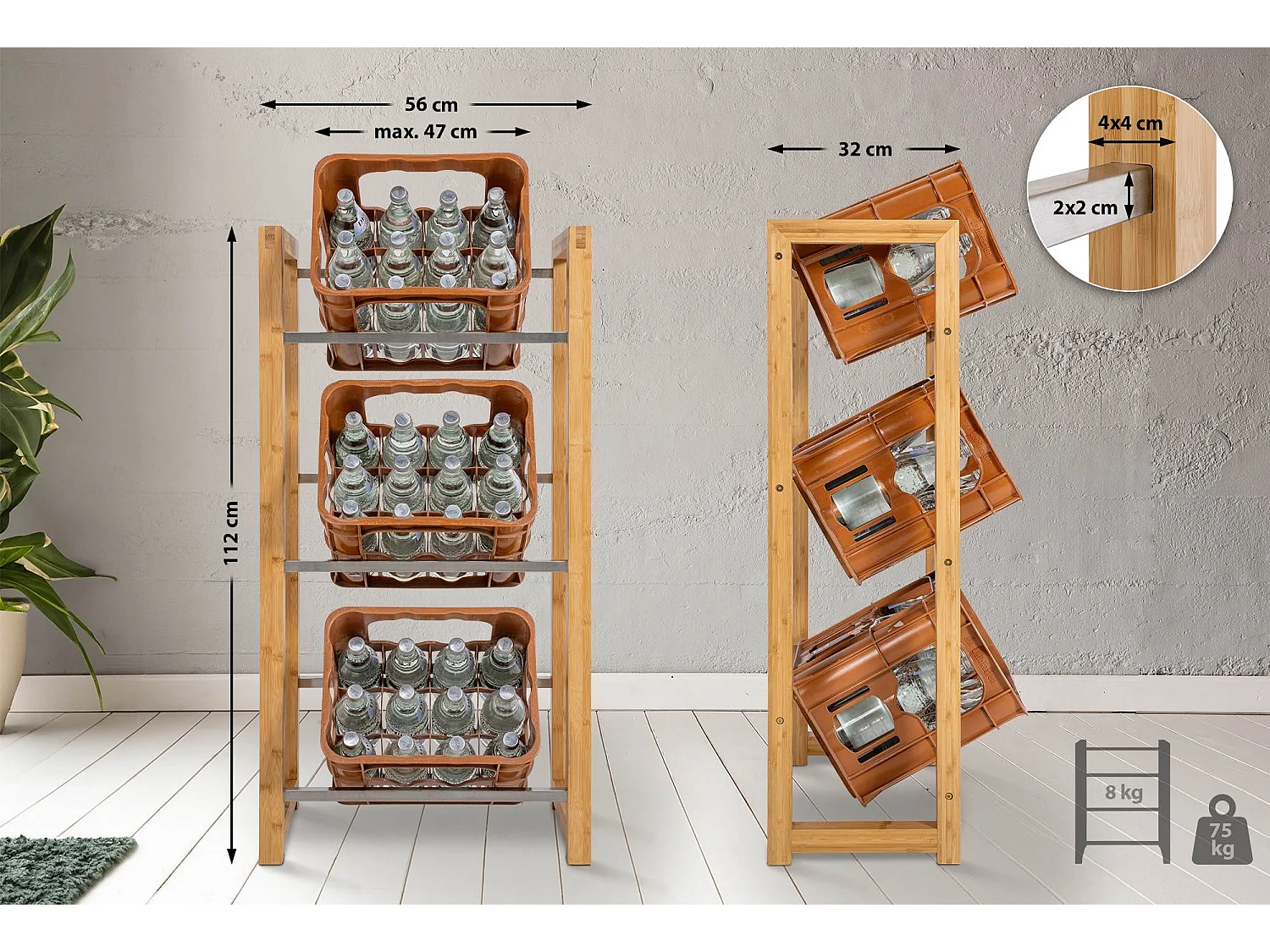 Support de caisse à boisson - Bois - Nature - Robin