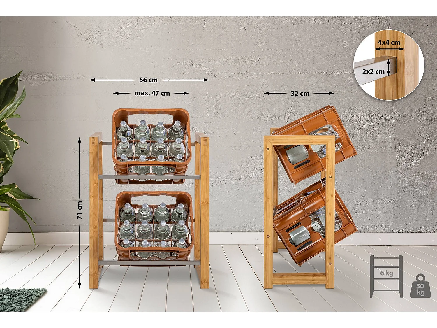 Support de caisse à boisson - Bois - Nature - Robin