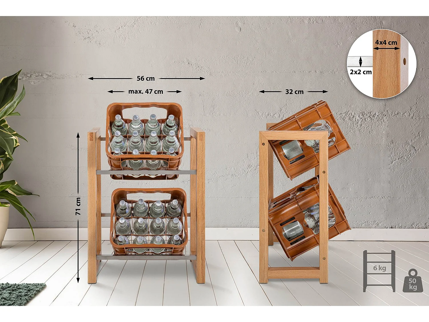 Drankenkratstandaard - Hout - eik - Robin