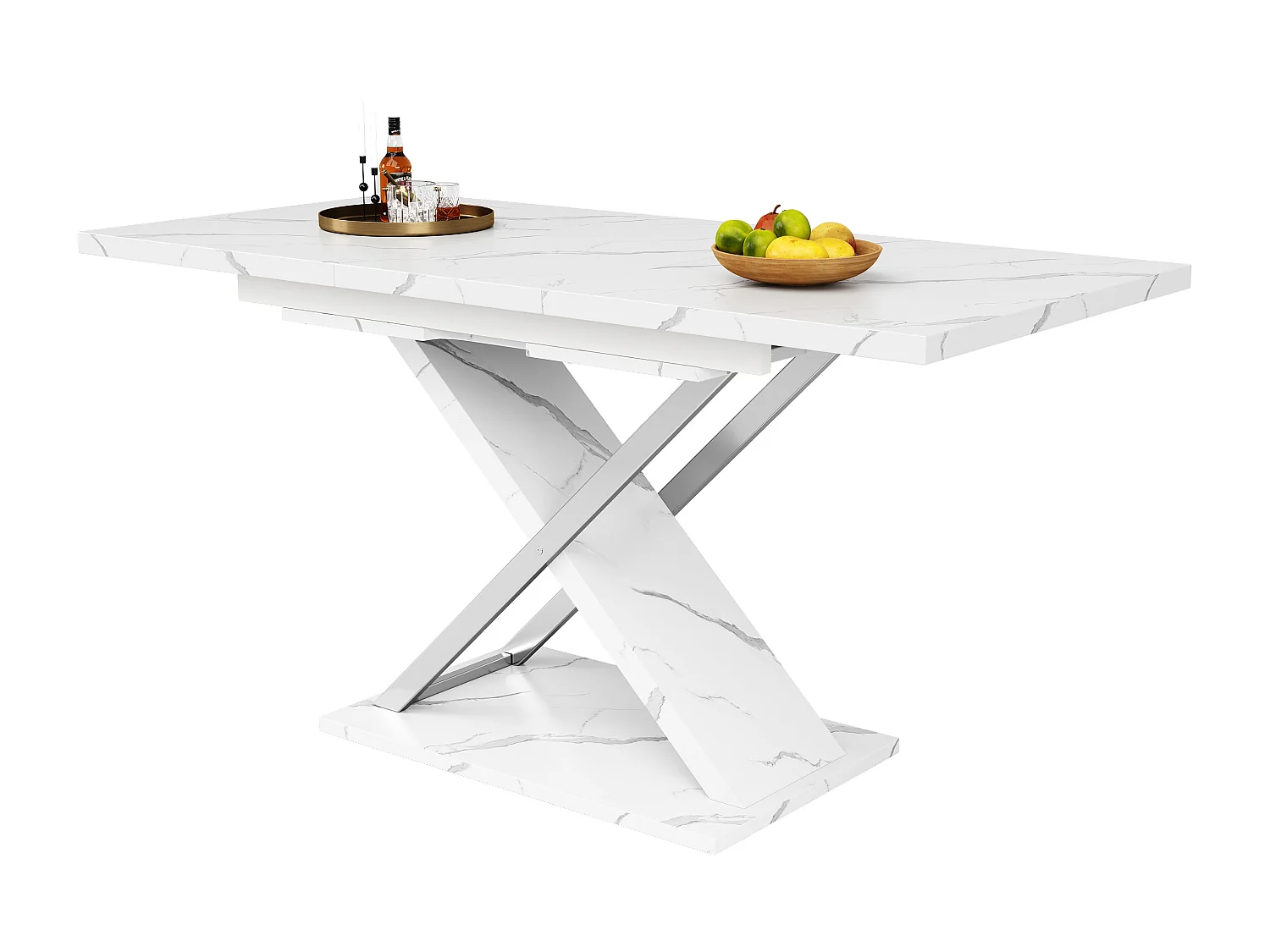 Mesa de jantar extensível (118-157 x 75 cm) - em MDF - 6 a 8 pessoas - Branco