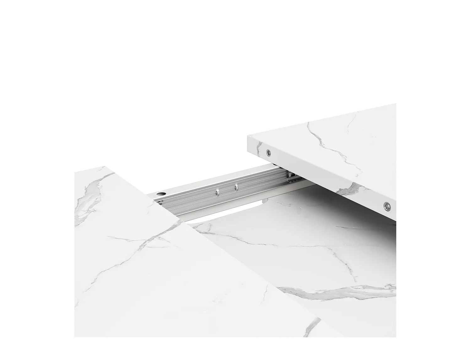 Table à manger escamotable(118-157x75cm)- en MDF - 6 à 8 personnes - Blanc