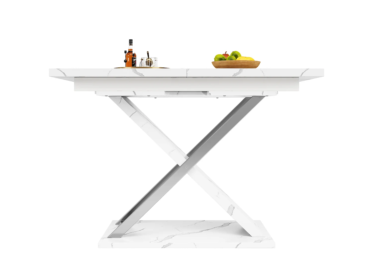 Table à manger escamotable(118-157x75cm)- en MDF - 6 à 8 personnes - Blanc