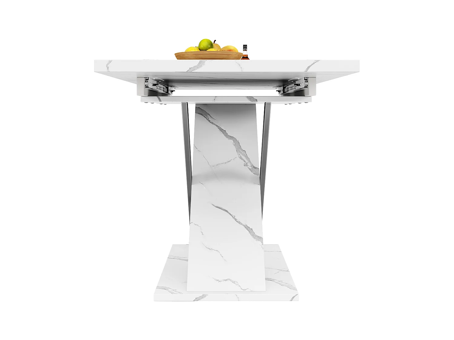 Table à manger escamotable(118-157x75cm)- en MDF - 6 à 8 personnes - Blanc