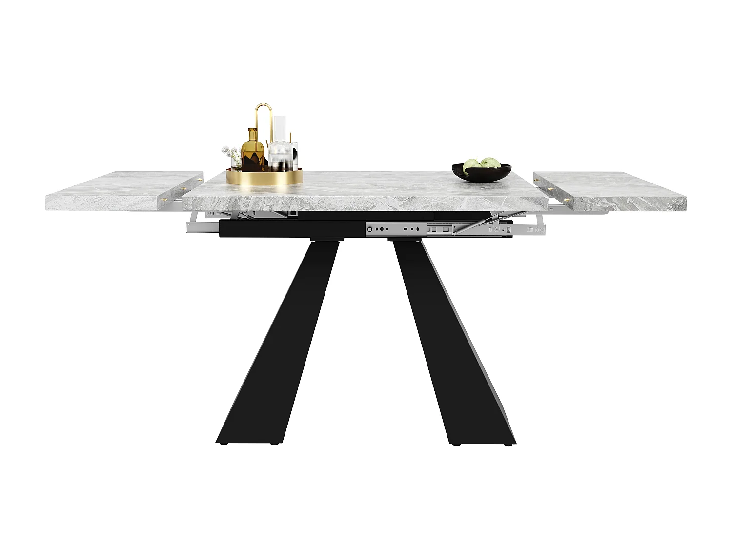 Table à manger escamotable 99-159 x 74 cm - 6 à 8 personnes - en MDF - Noir + Gris