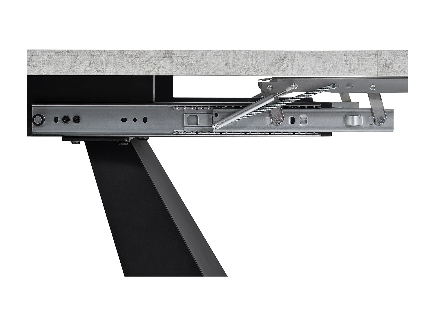 Table à manger escamotable 99-159 x 74 cm - 6 à 8 personnes - en MDF - Noir + Gris