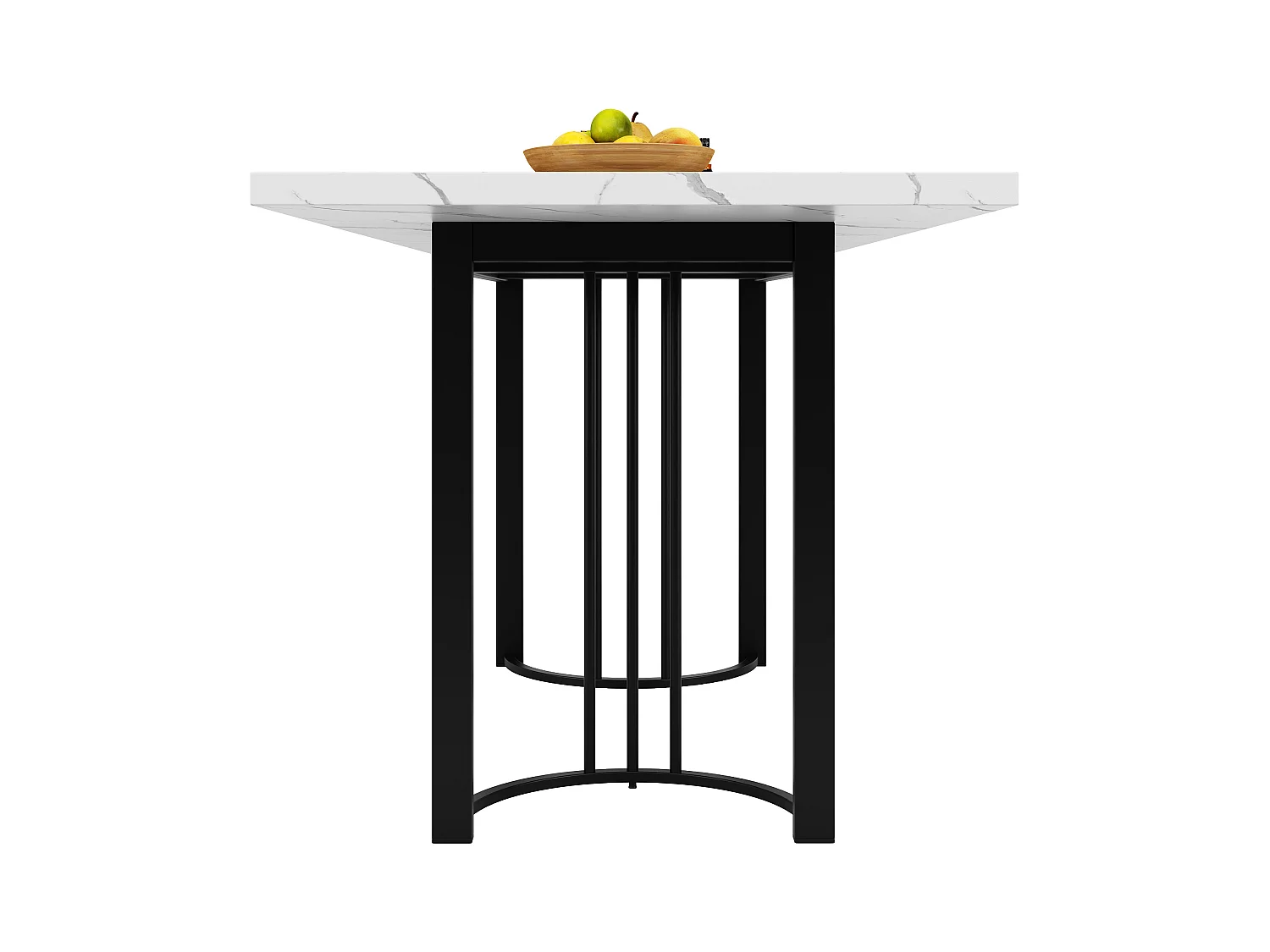 Table à manger escamotable(140-179.5x80cm)- en MDF & Métal - plateau effet marbre - Blanc
